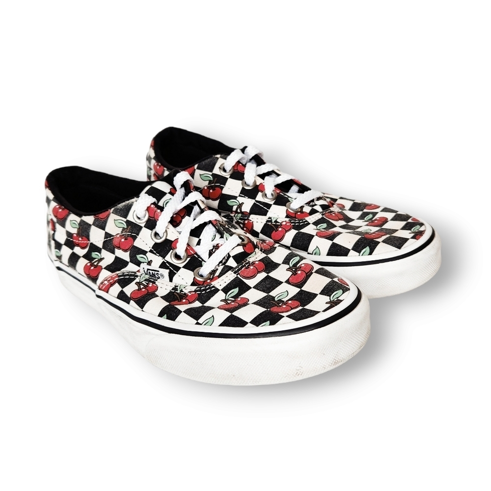 Vans Doheny Checkerboard Cherry Print Slip On Low Top Sneakers Size